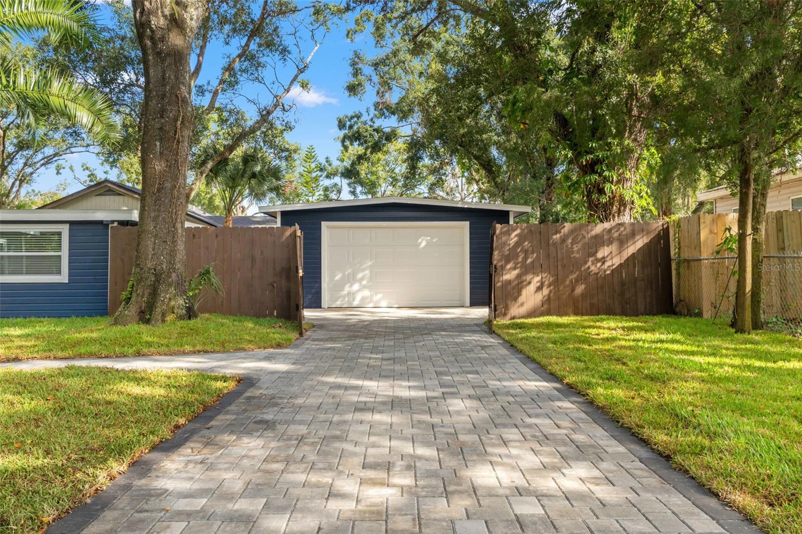 Two Car Garage. Fresh pavers