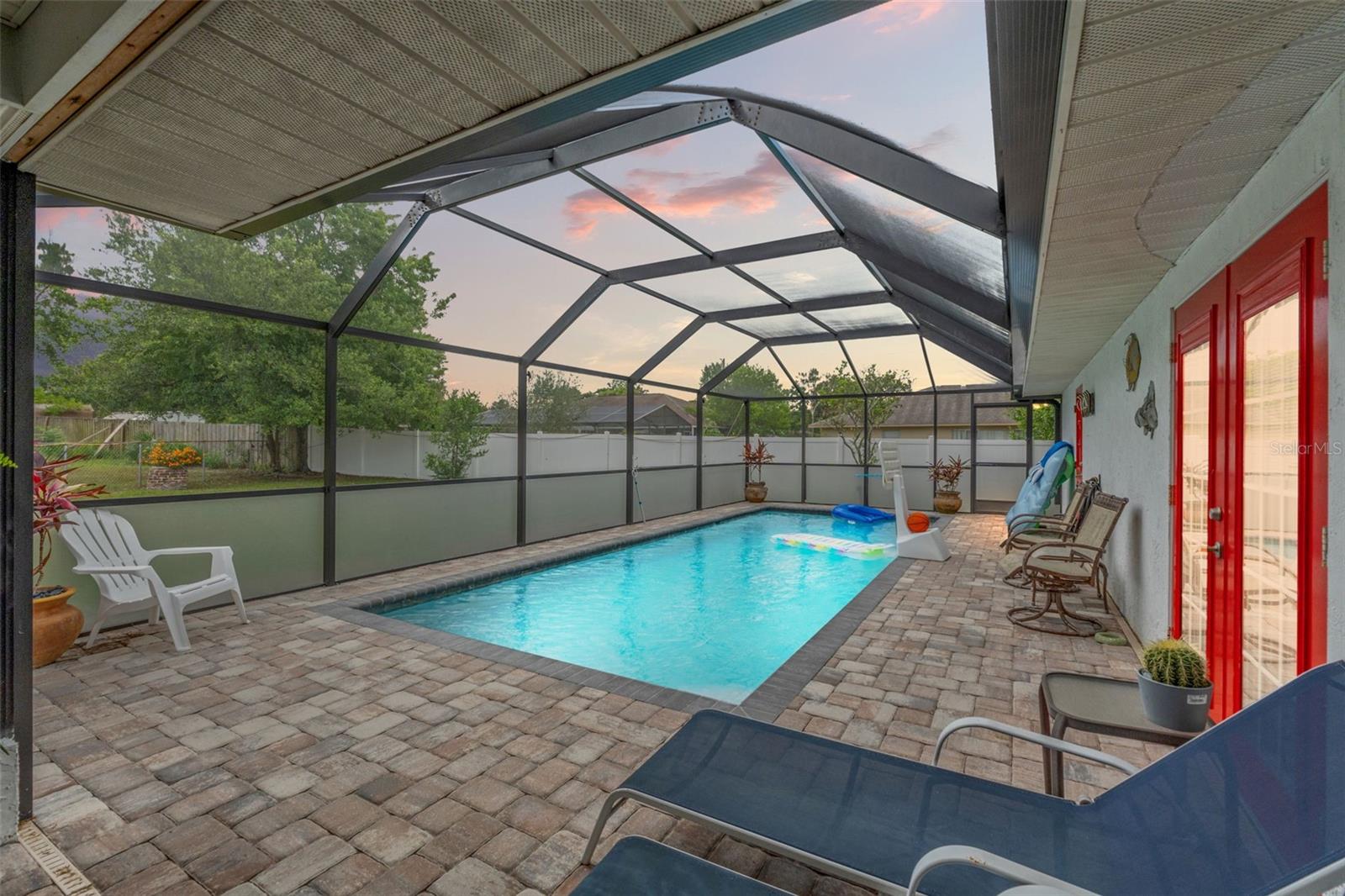 Screened In Pool with Pavers