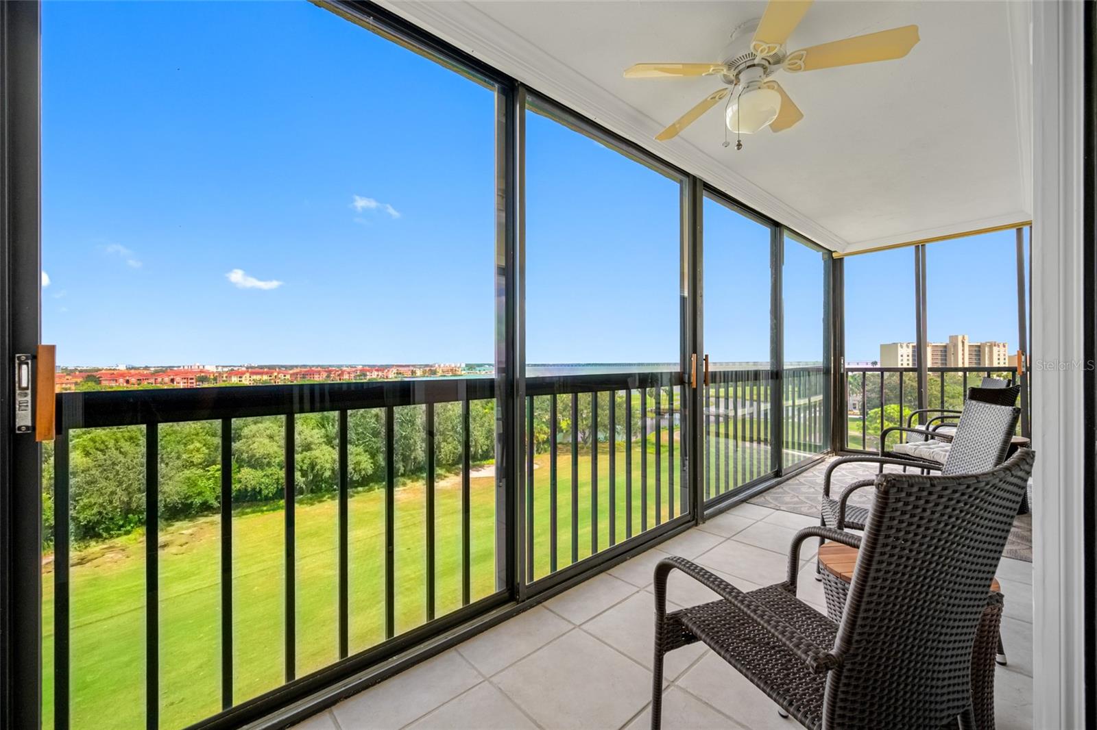 Lanai is enclosed with sliding doors, but also screened for option of bringing the outdoors in