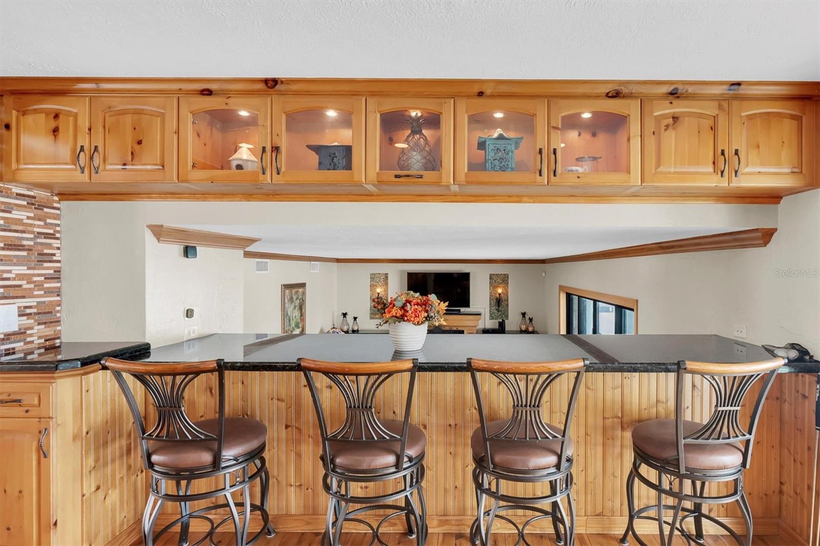 Bar overlooking Family room