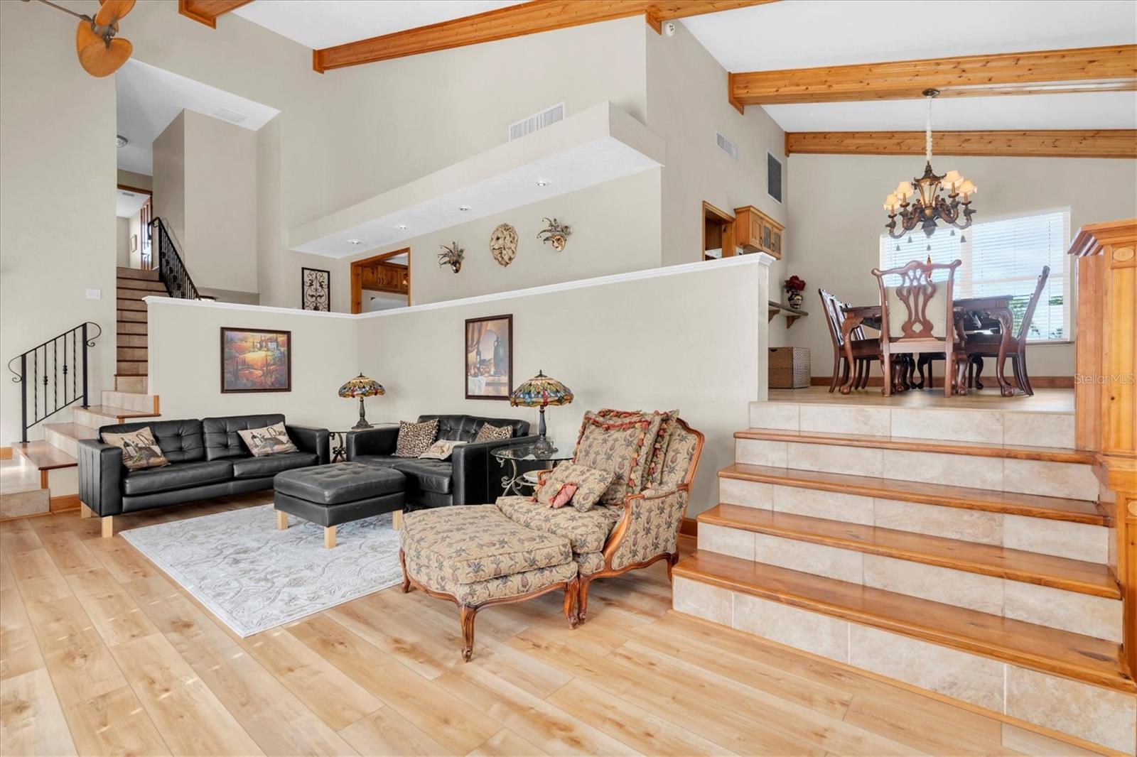 Formal living room leading to dining room