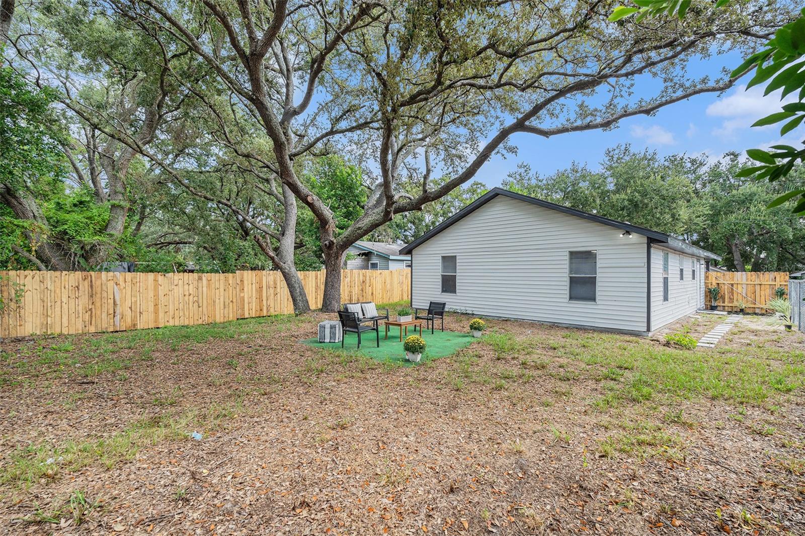 Spacious and fenced backyard