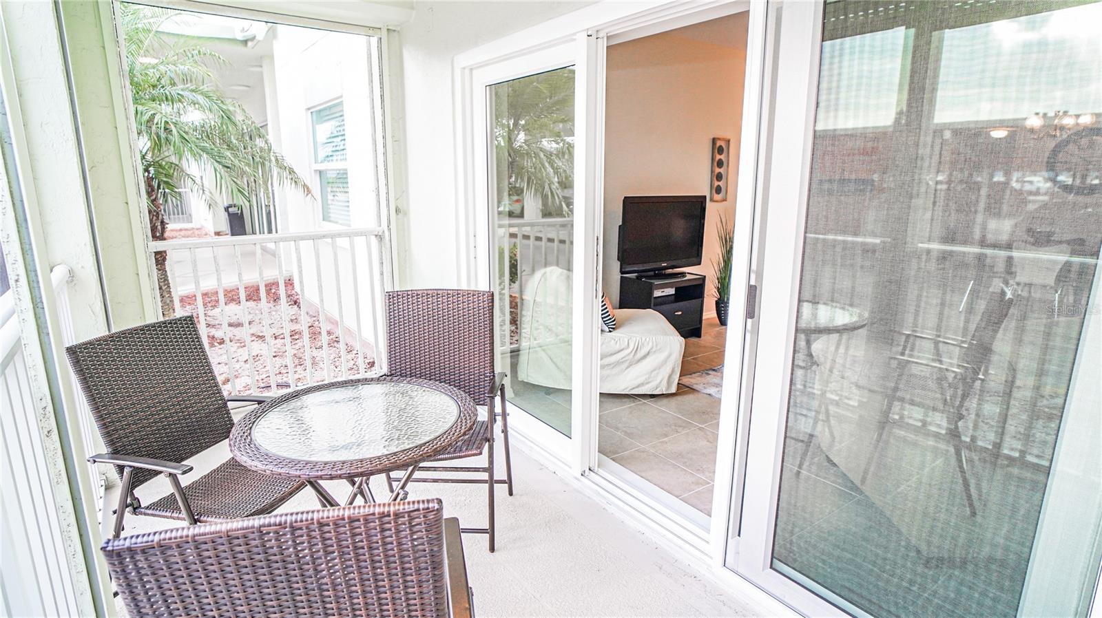 screened lanai with hurricane shutters