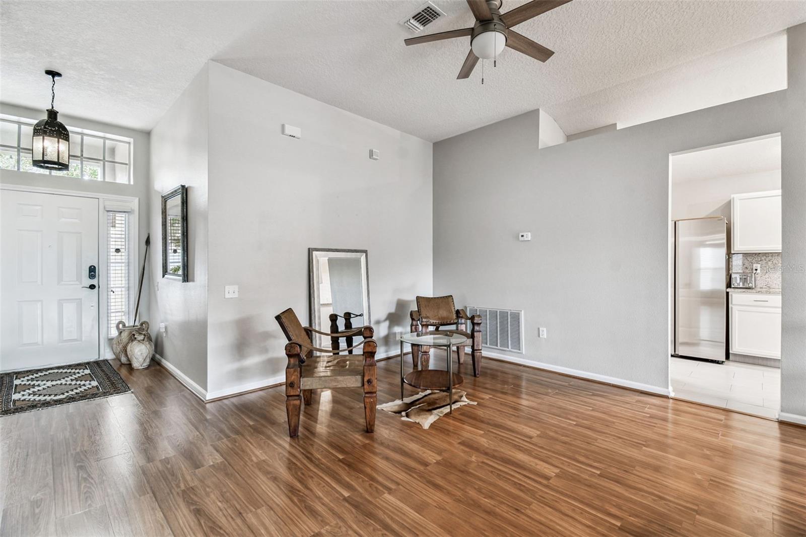 Entrance, formal dining room/living room