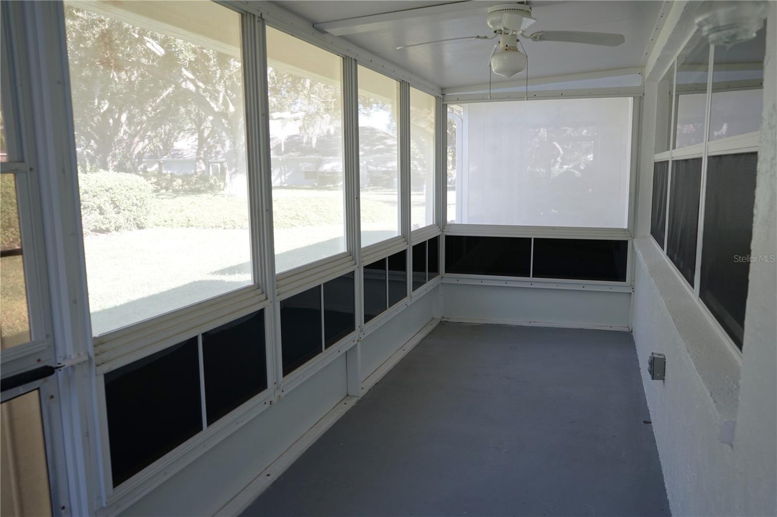screened lanai with plastic window panels