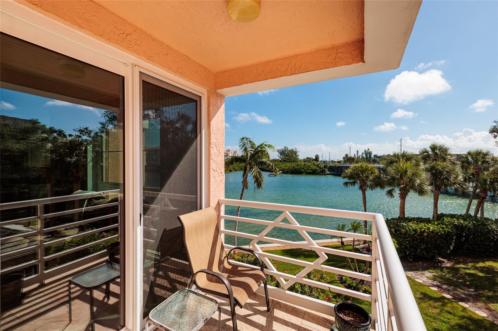 2023 High Impact Hurricane Slider & front balcony w/scenic views of the intracoastal waterway going into Boca Ciega Bay.