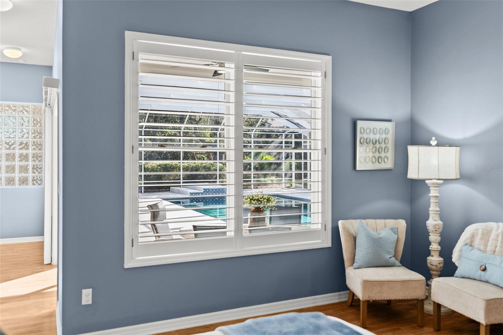 Primary Bedroom overlooks the pool