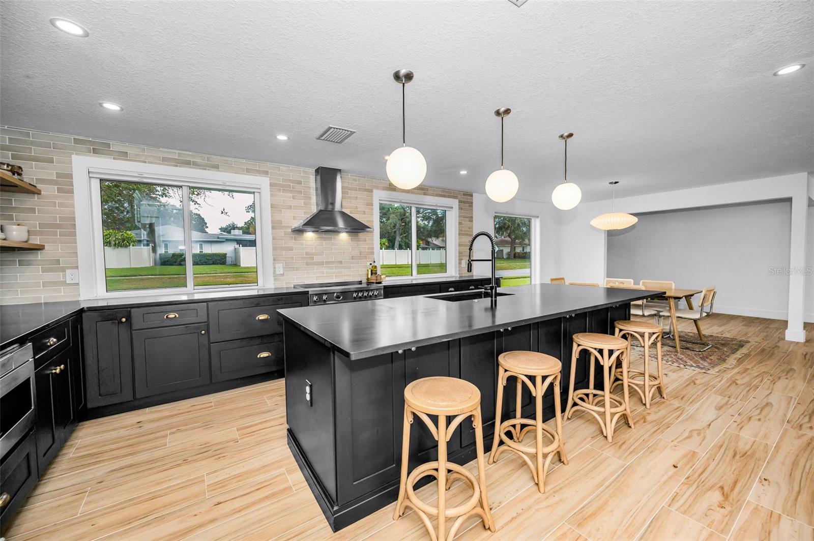 Kitchen with Quartzite Counters and real Brass Hardware