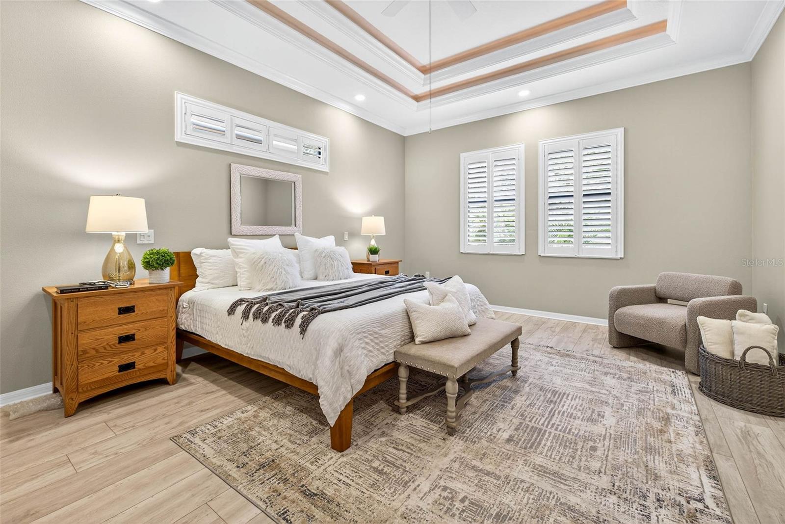 Primary Bedroom with Lighted Double Tray Ceiling