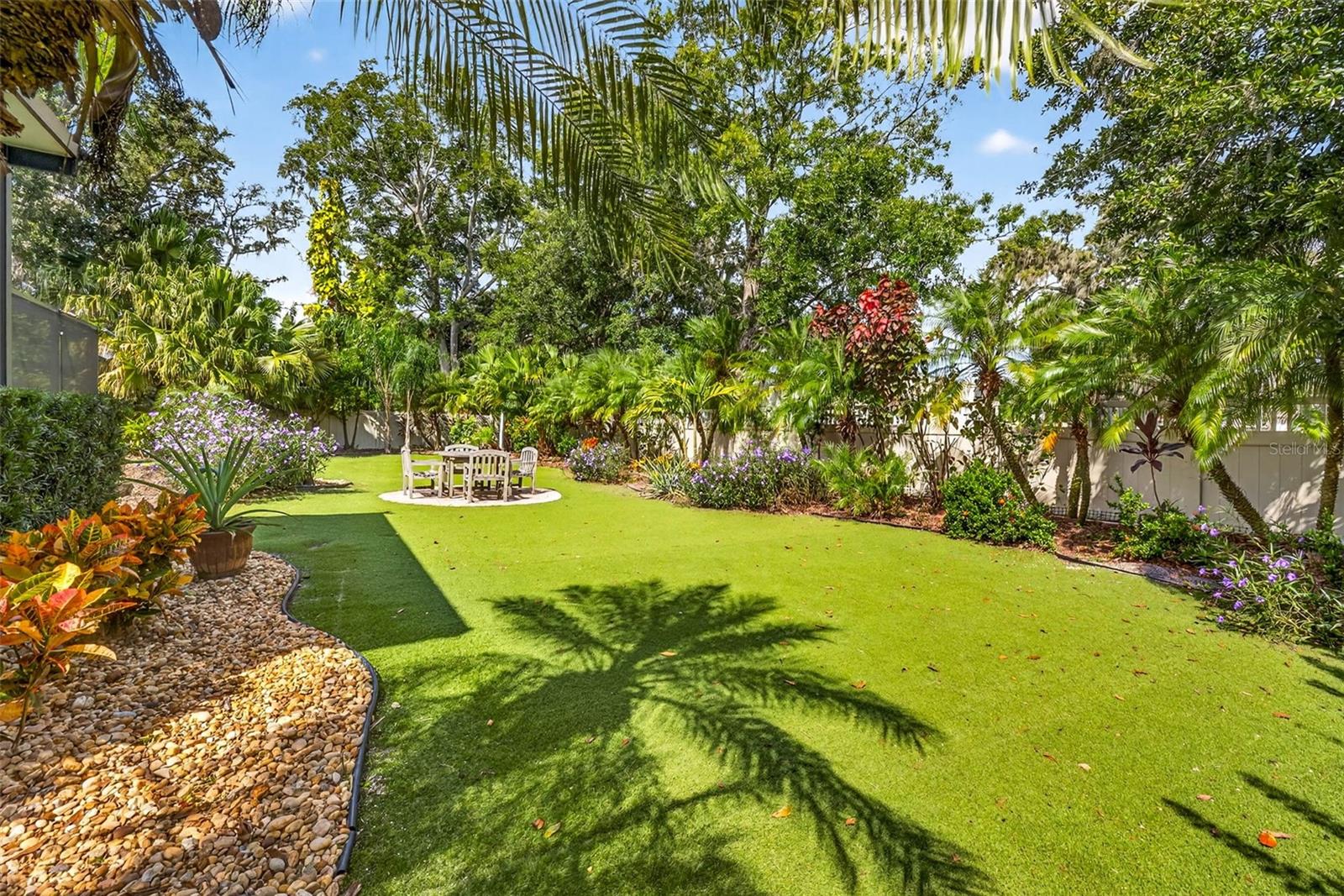 Back yard with artificial turf
