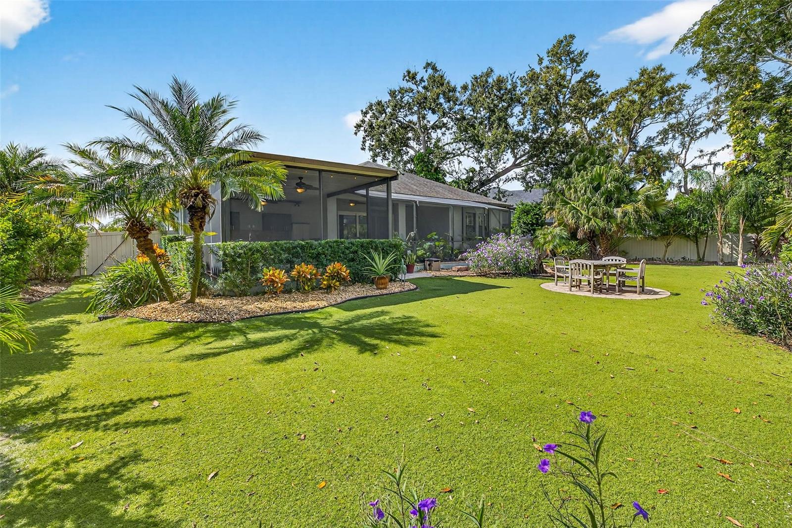 Back yard with artificial turf