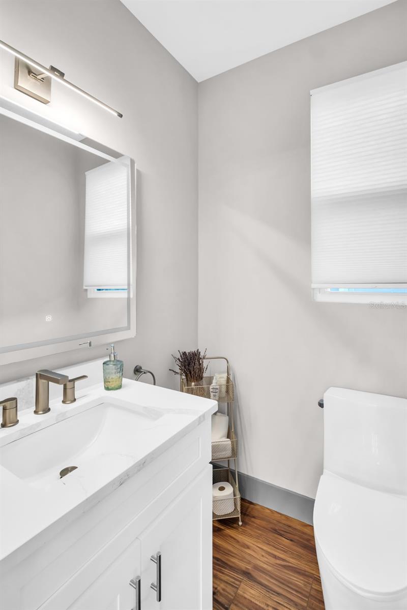 half bath off primary living space.