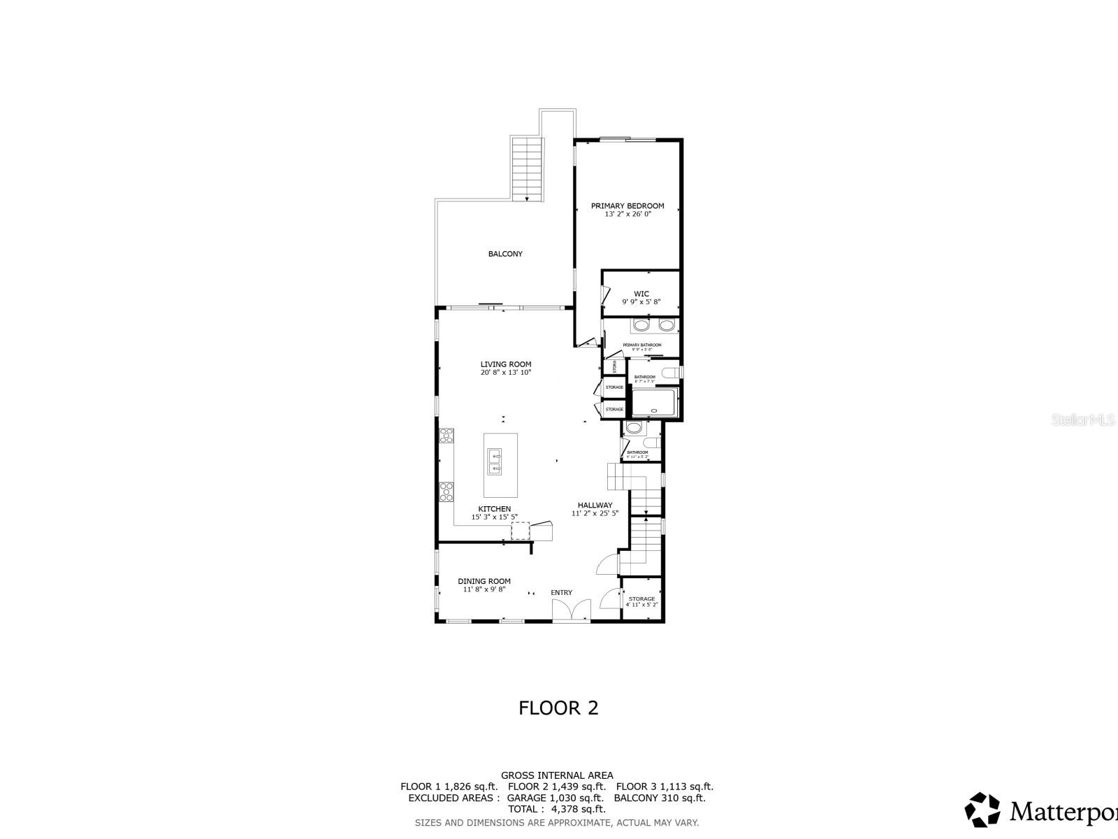 2nd Floor - Primary living area and bedroom 1