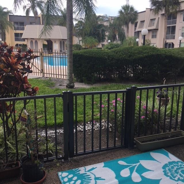 Outside patio steps from Pool