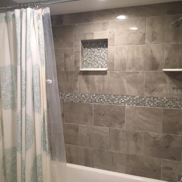 Bathroom has linen closet