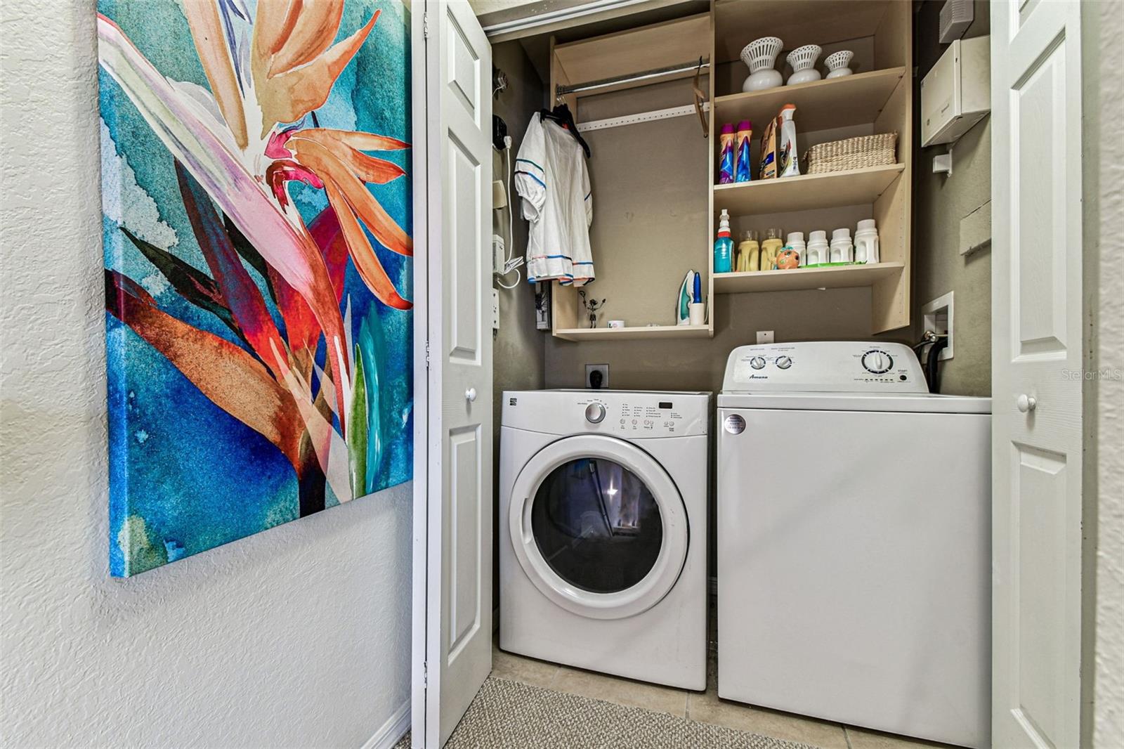 Laundry Area with Built in Shelves