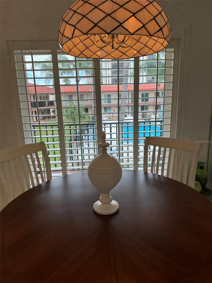 View of Pool & Courtyard from Dining Room