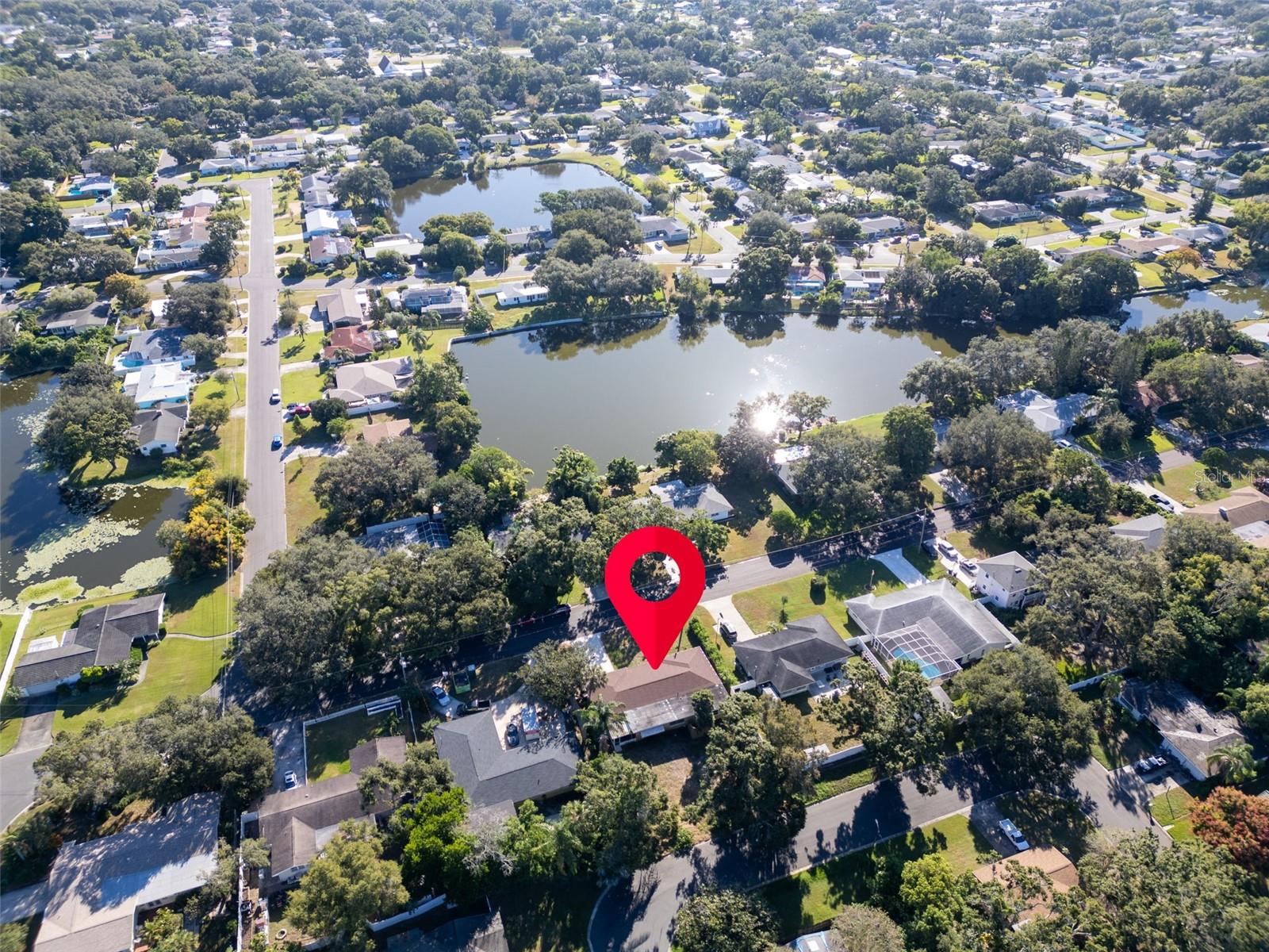 Arial with lake view fron front porch