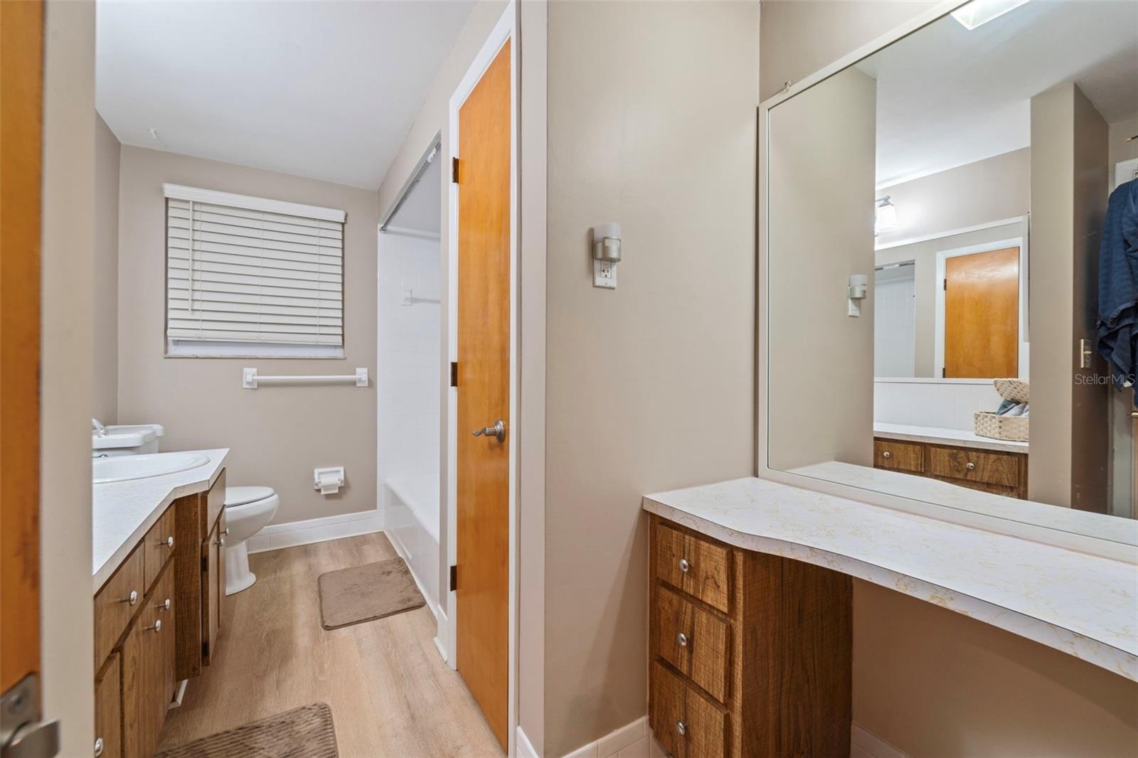 Master bathroom with dual vanities
