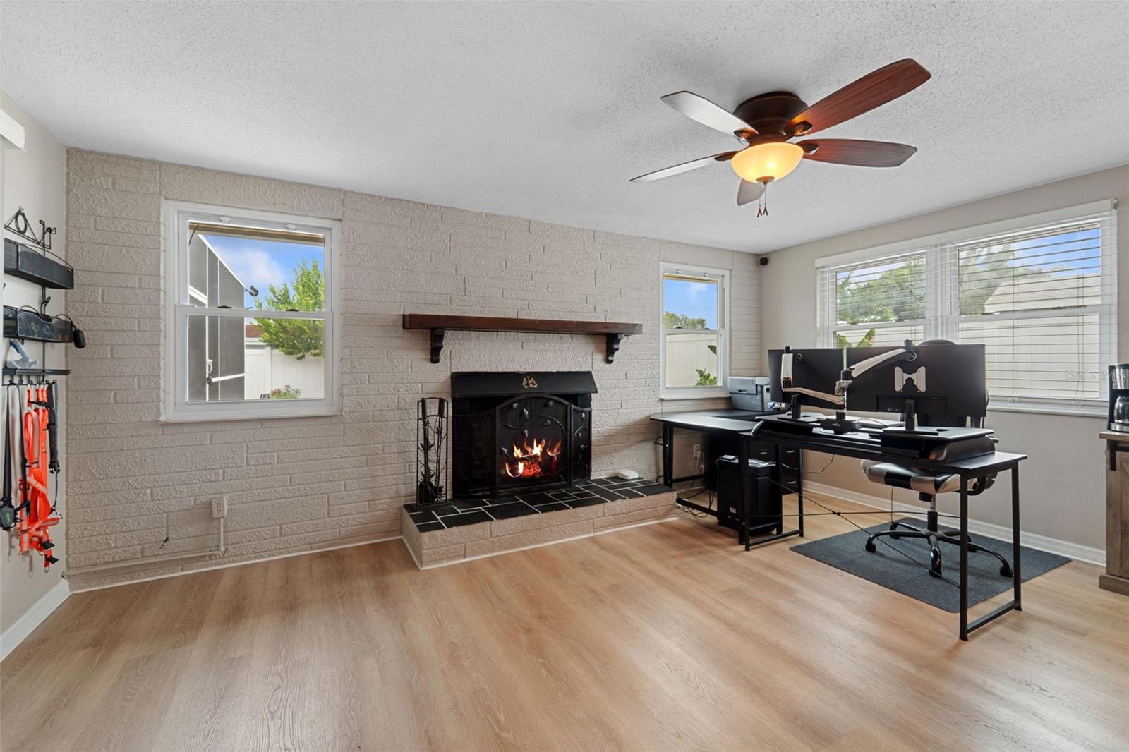Wood burning fireplace