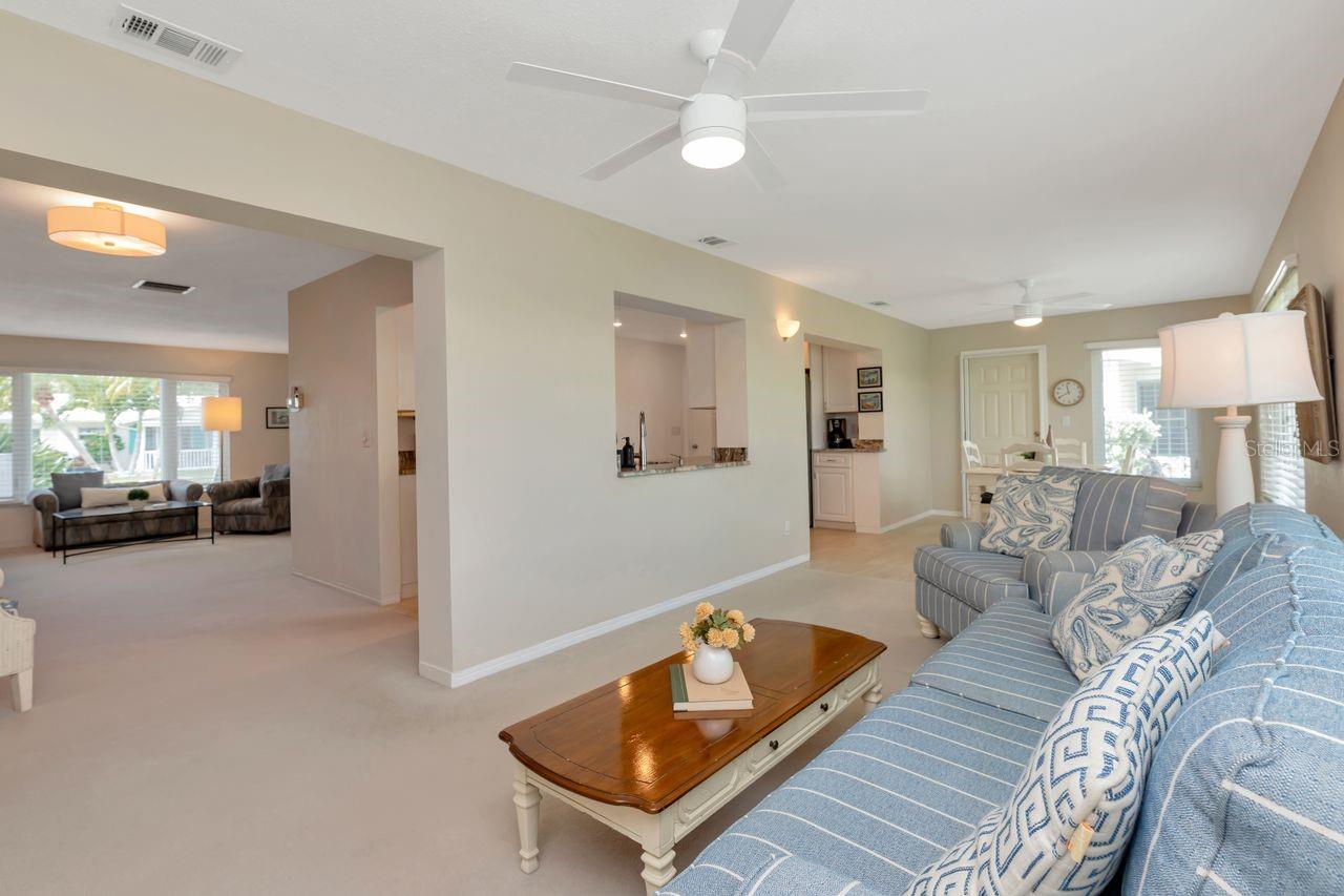View from Sunroom/Family Room to Dining area