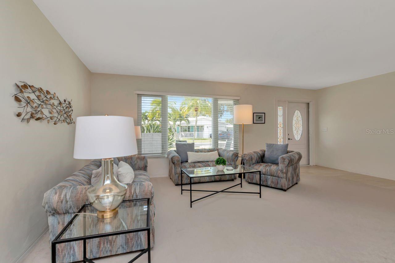 Living Room overlooking front exterior porch