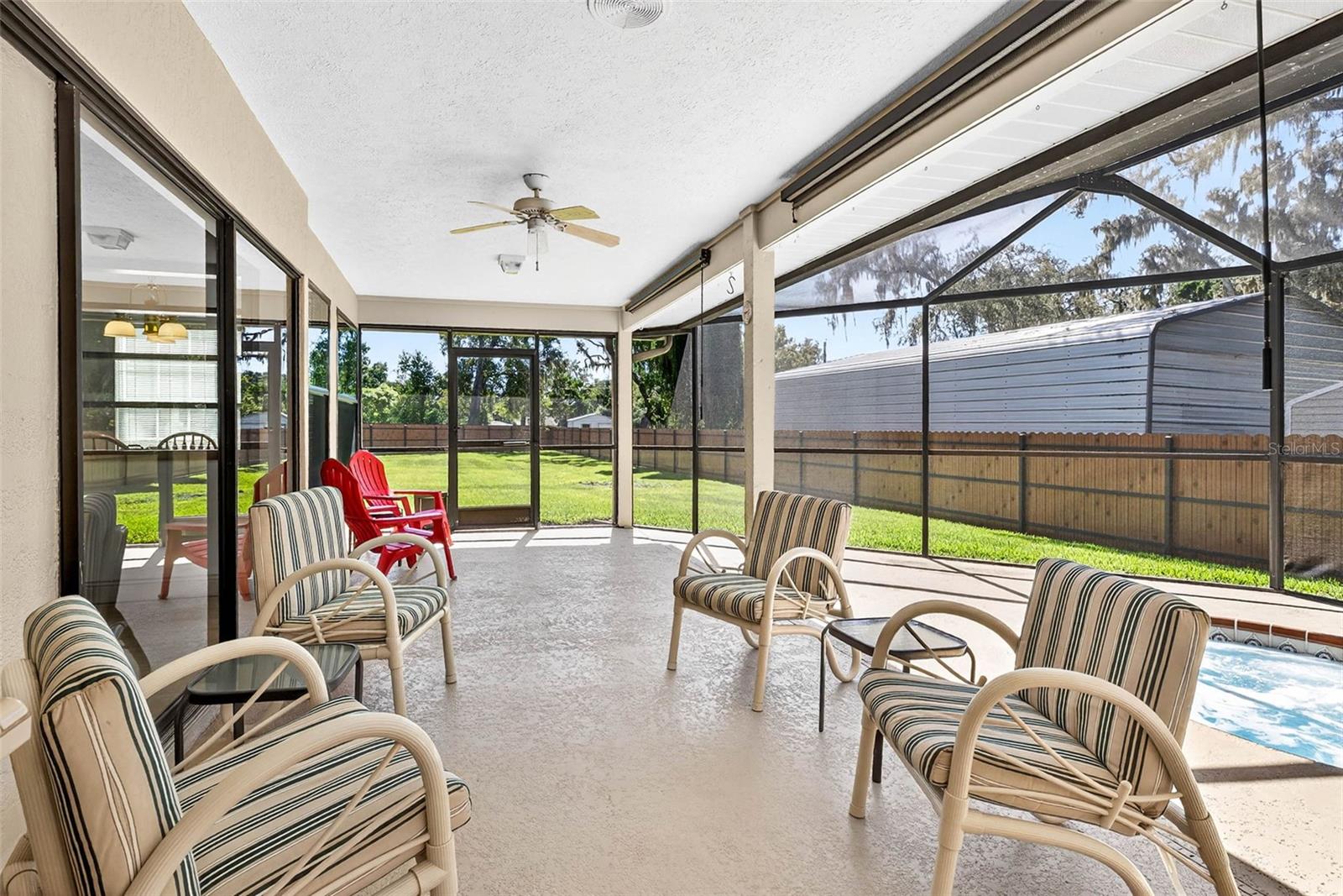 Screened lanai and spa