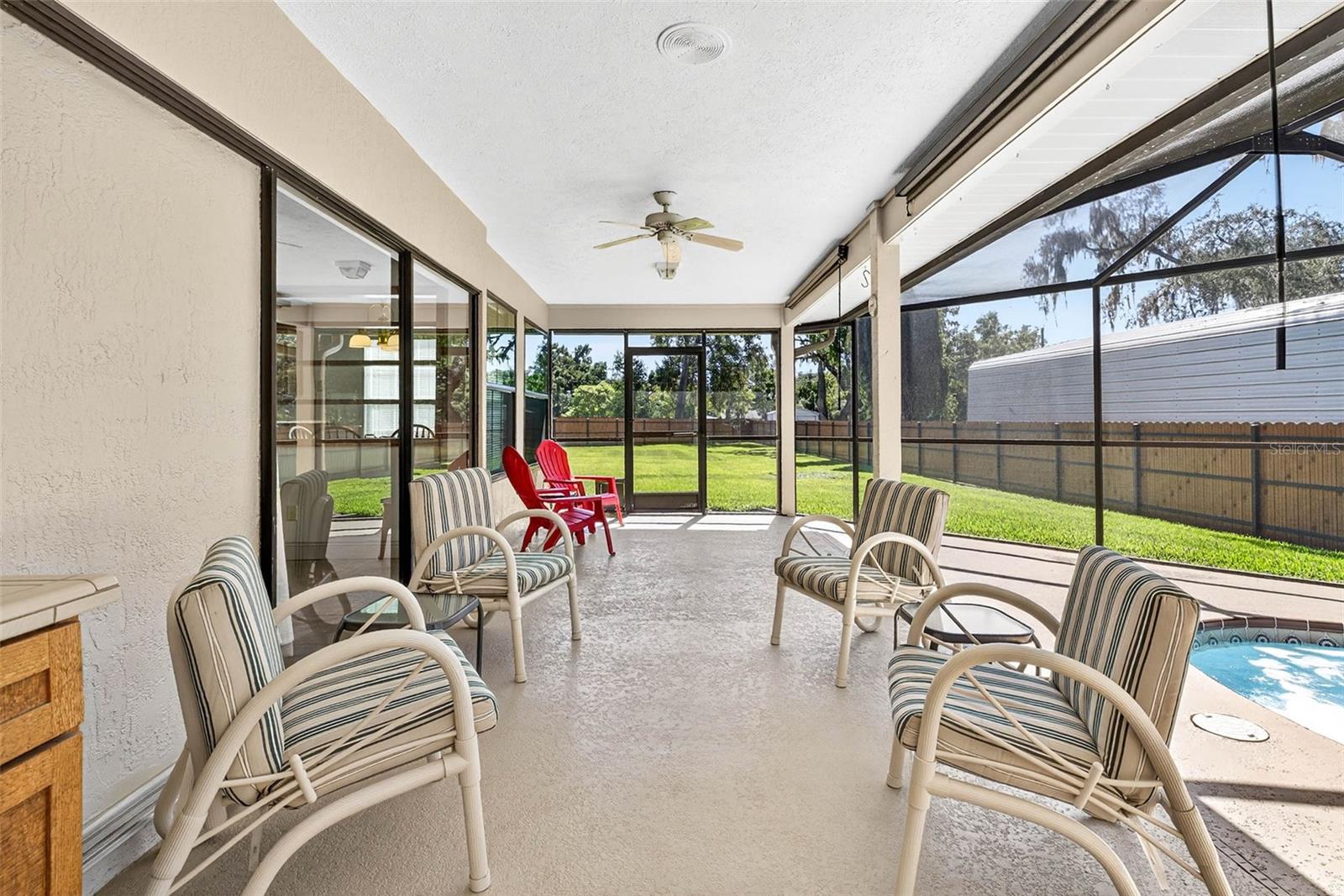 Screened lanai and spa