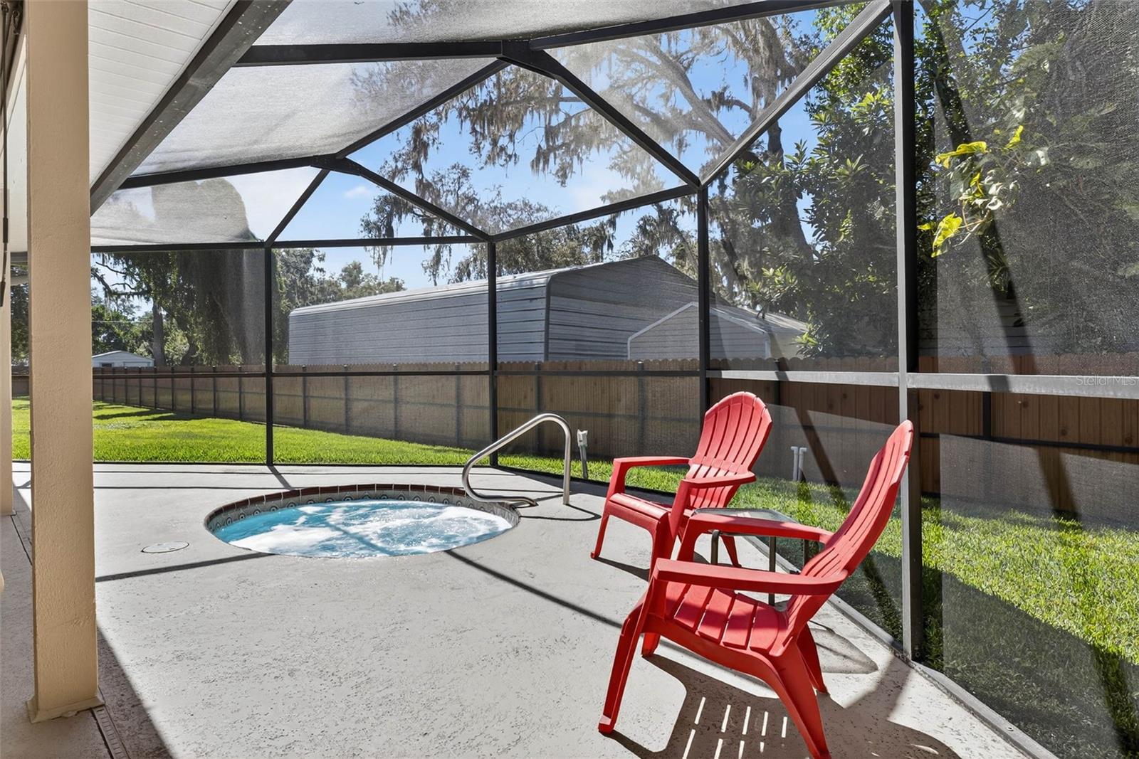 Screened lanai and spa