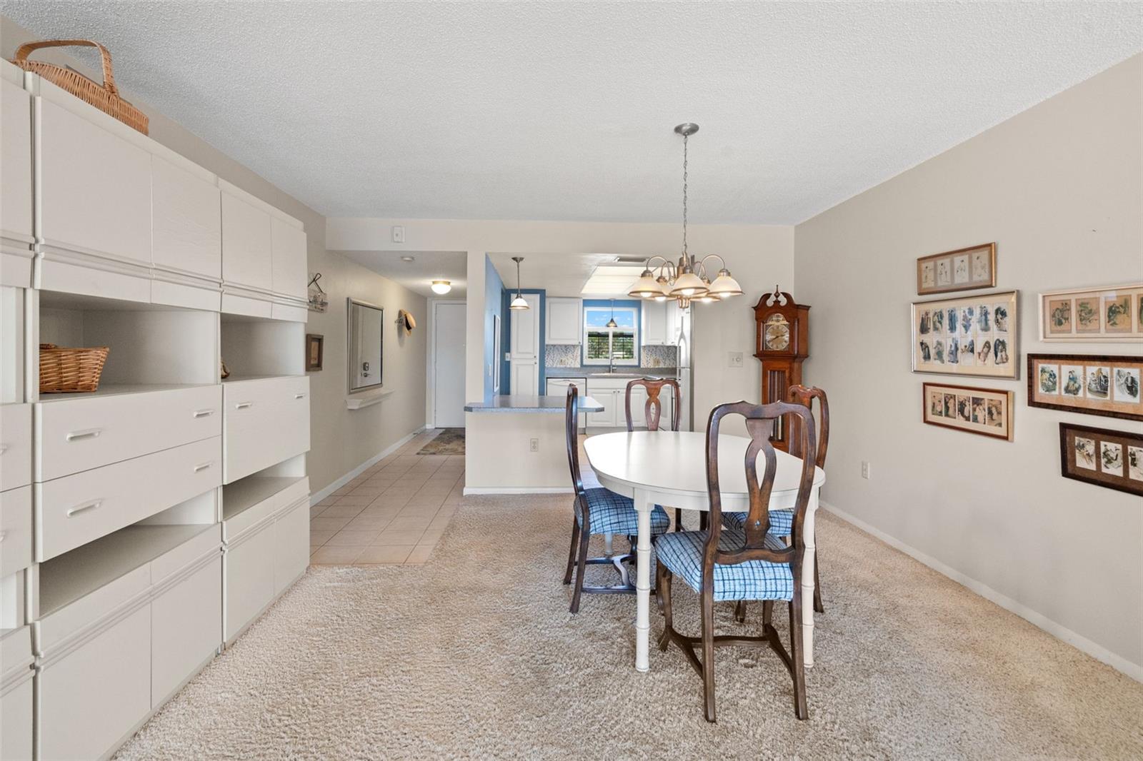 The kitchen flows seamlessly into the dining area.
