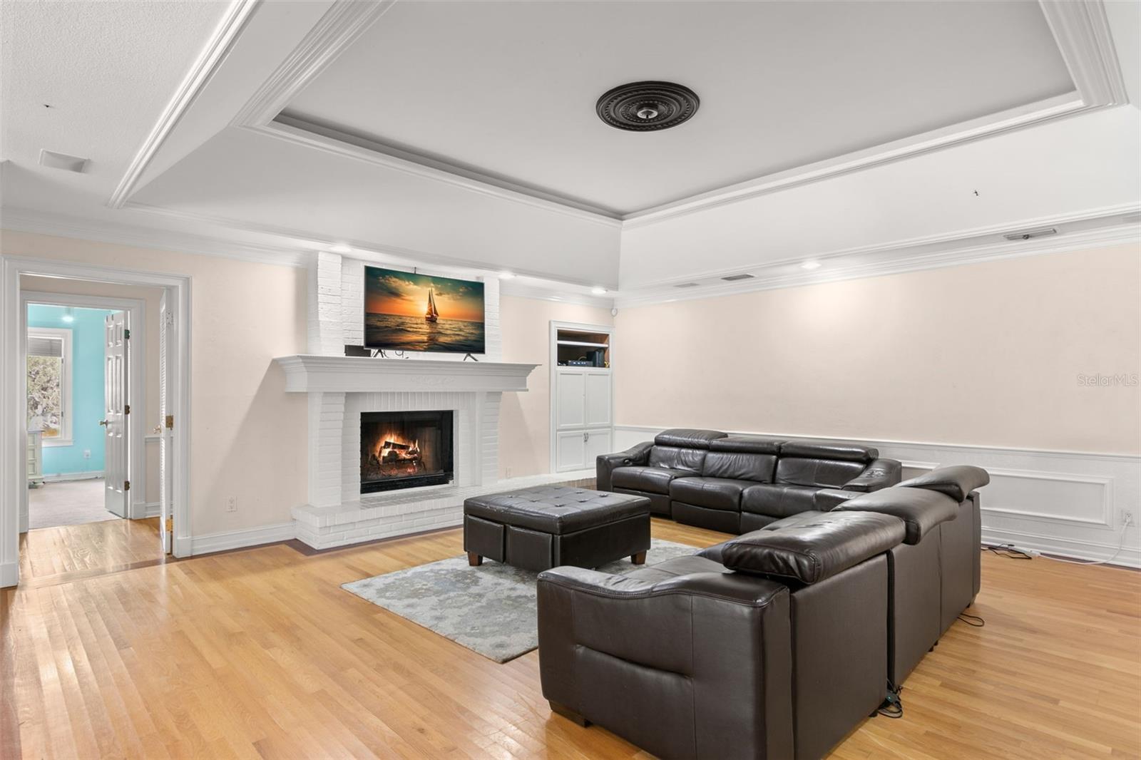 Family room with fireplace