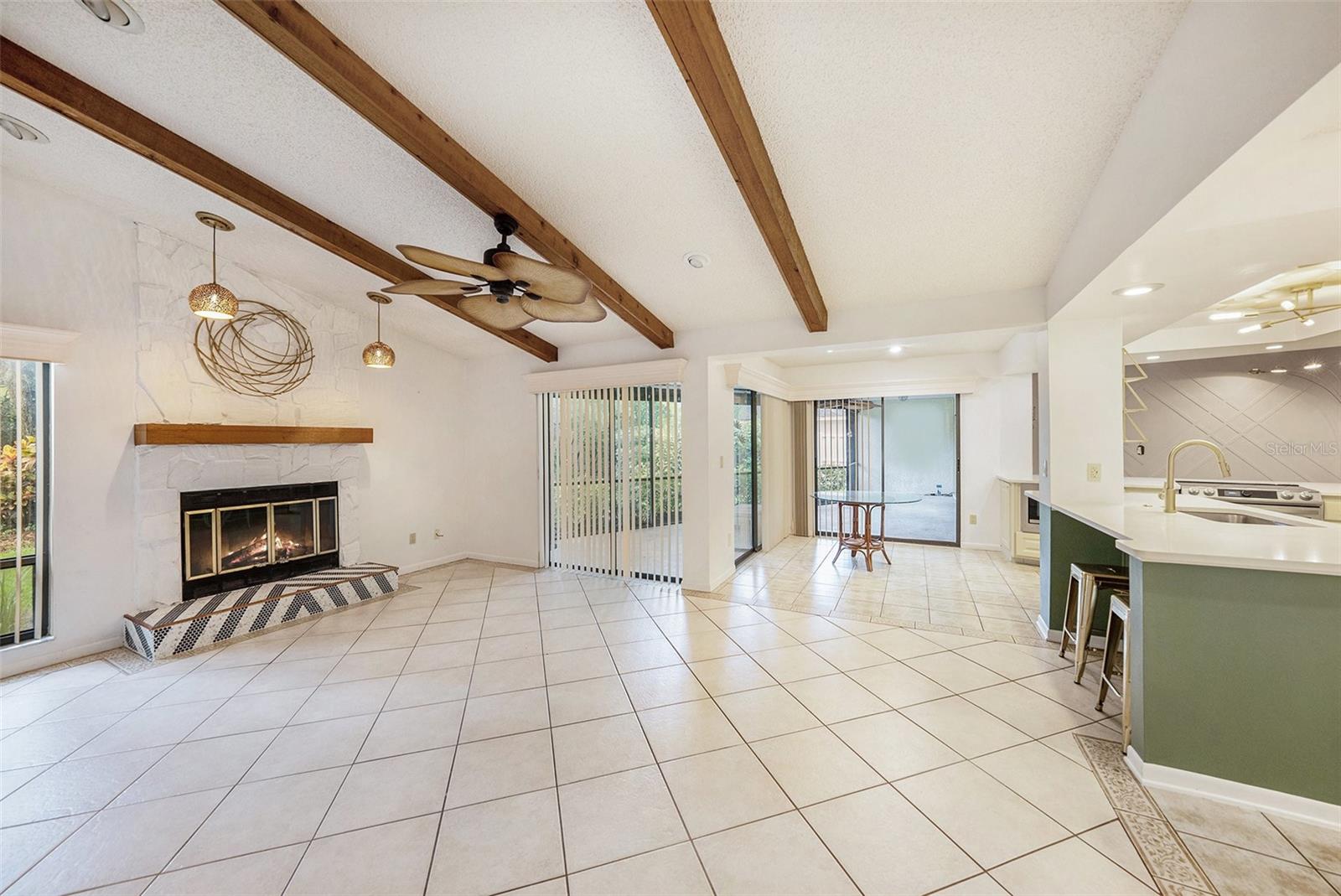 Family room with fireplace