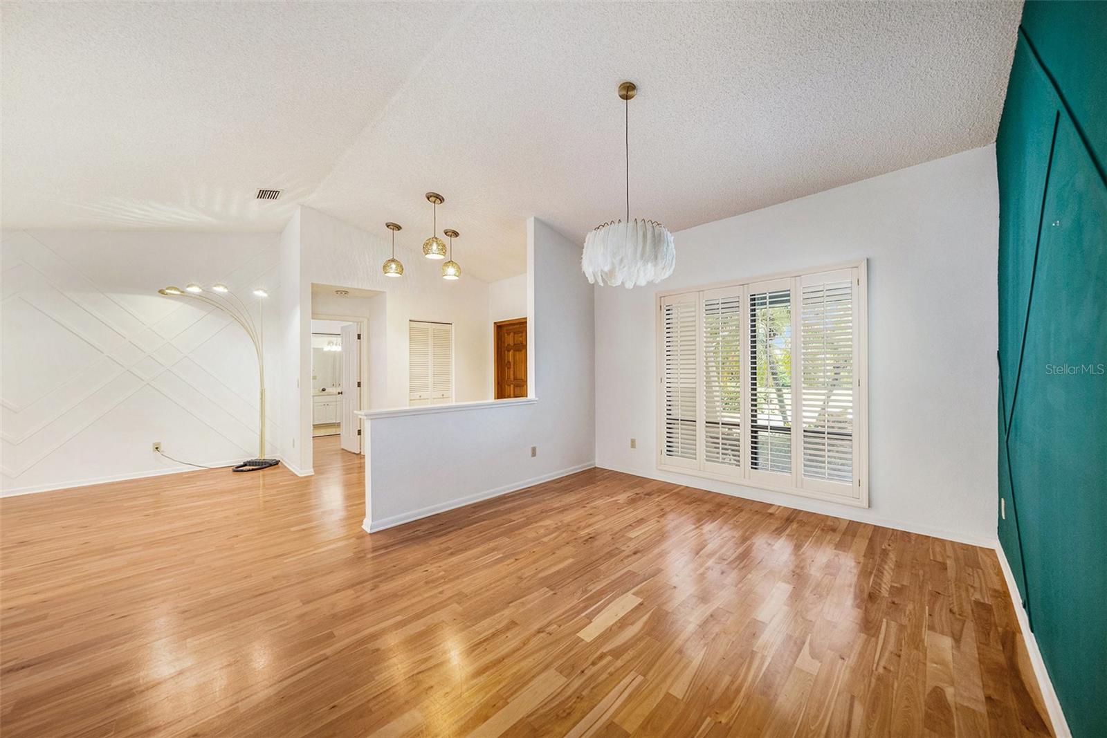 Living room open to foyer