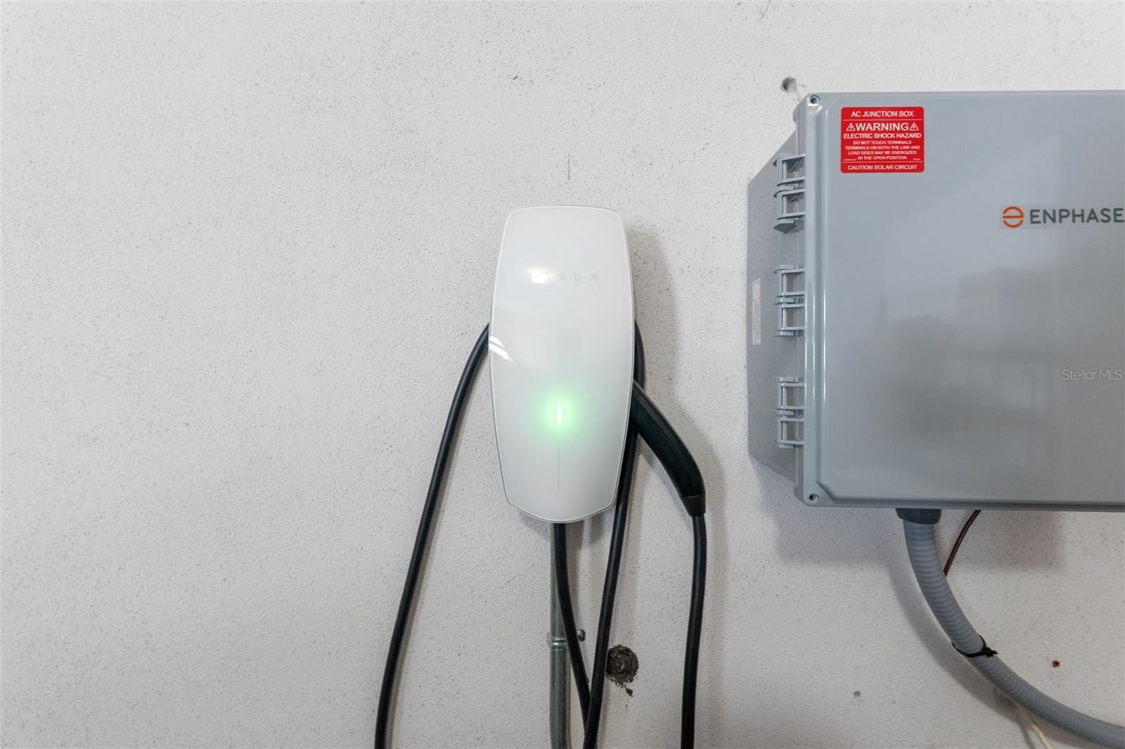 Garage equipped with a convenient EV charging station, ready for your electric vehicle.