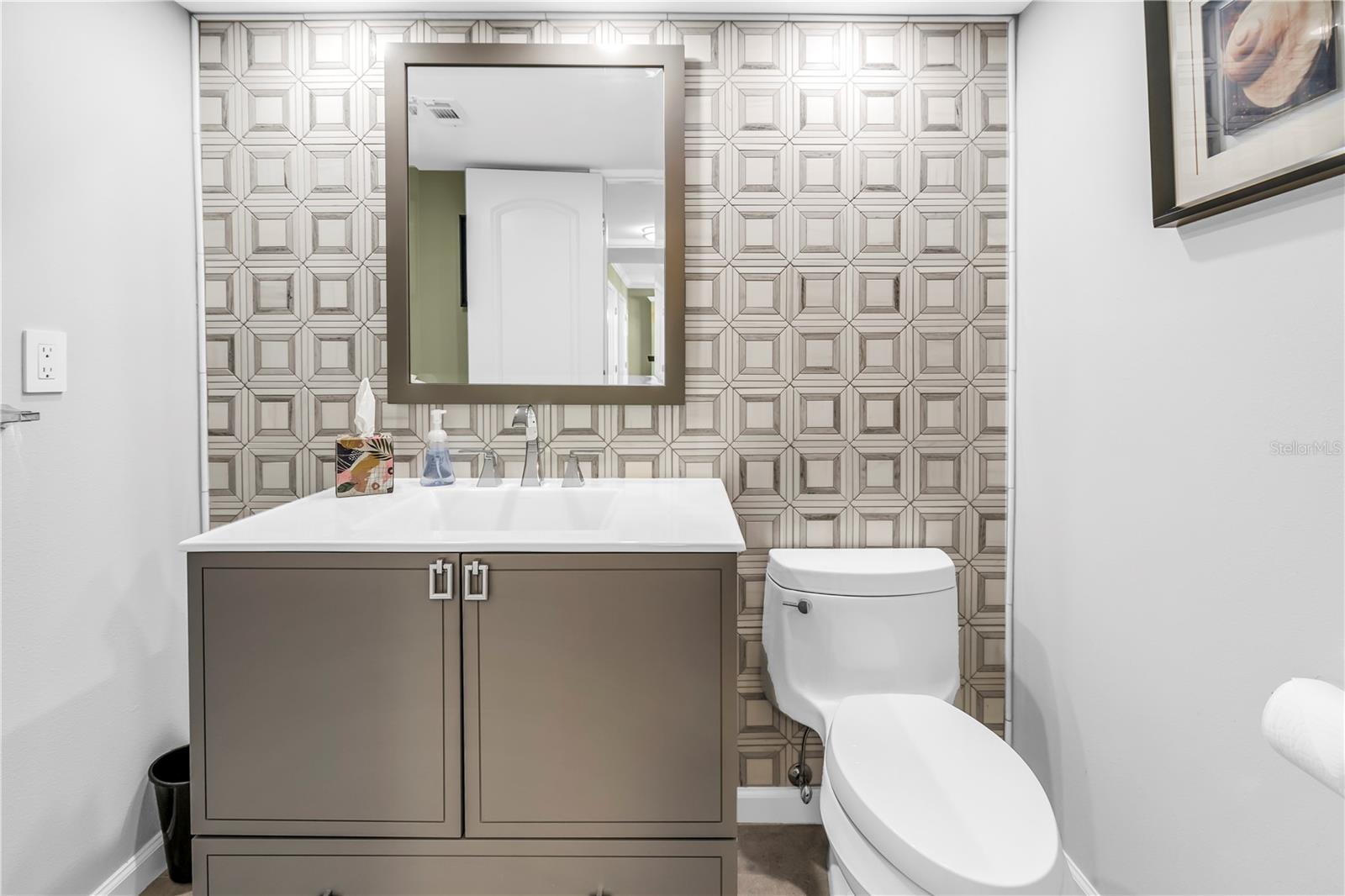 Powder bathroom off kitchen