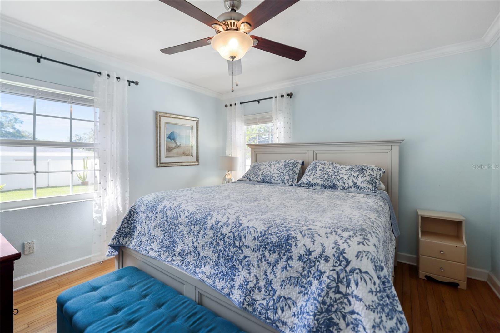 Primary Bedroom with original hardwood floors