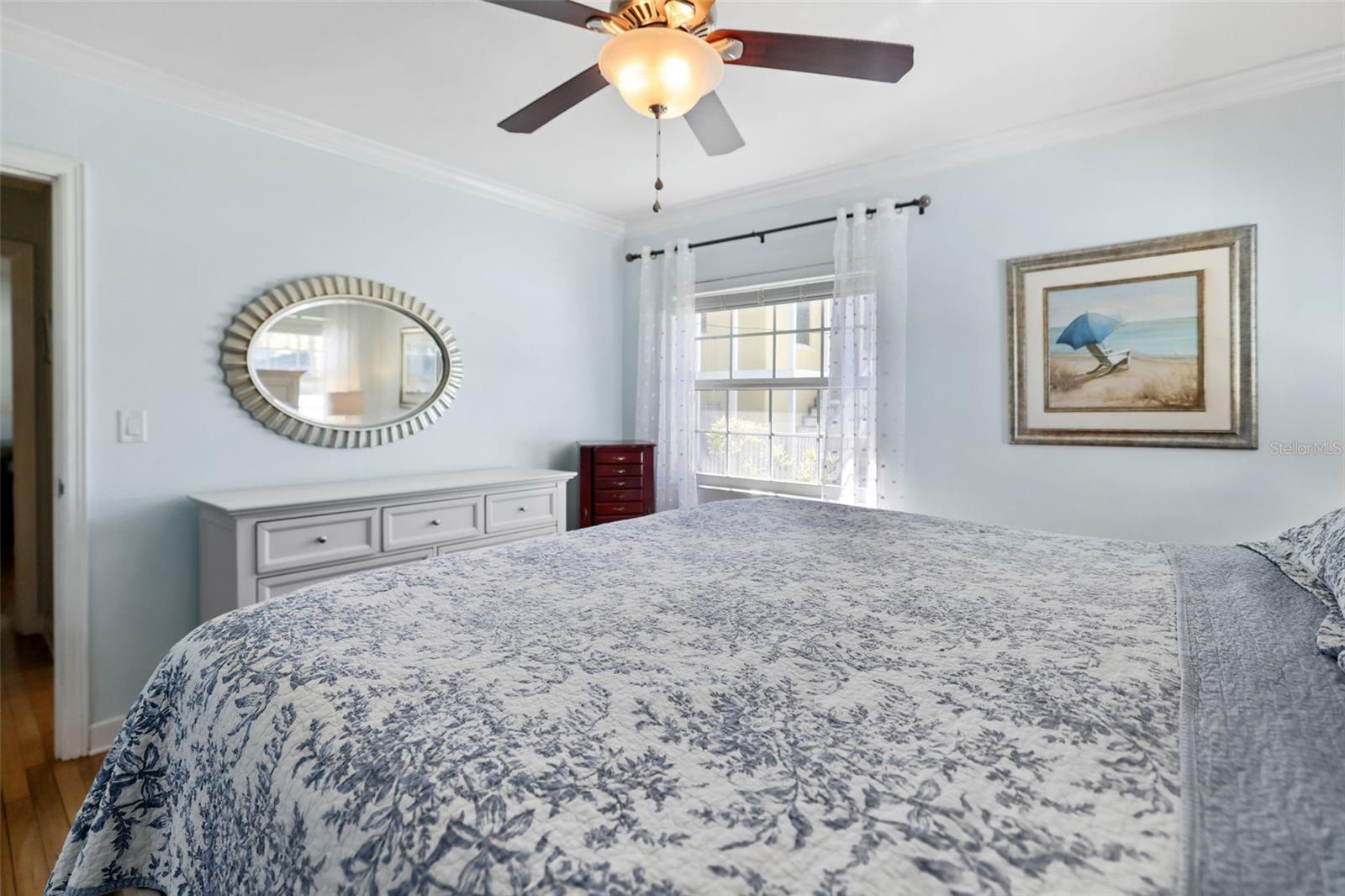 Primary Bedroom with original hardwood floors