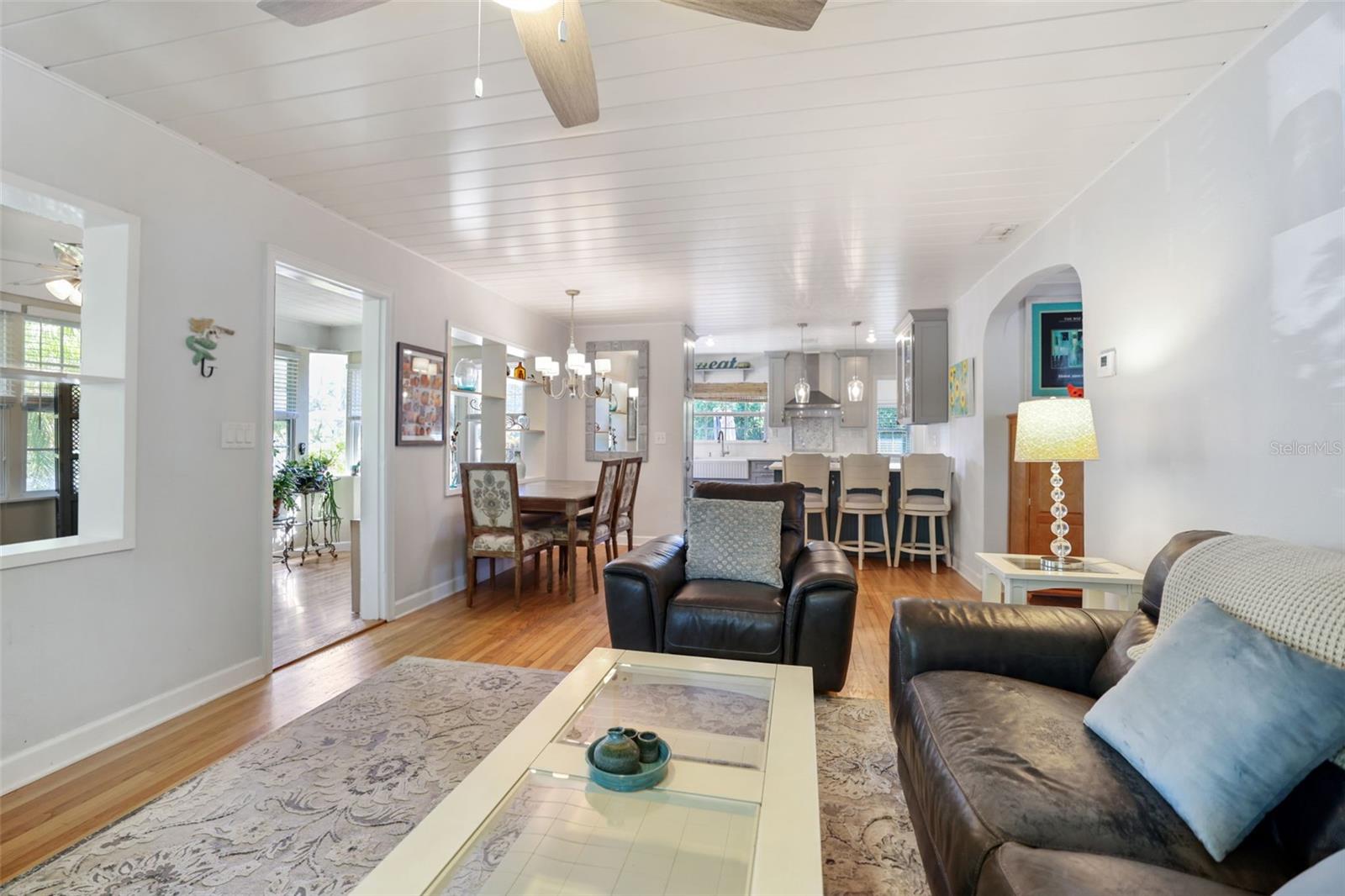 Living room open to the kitchen