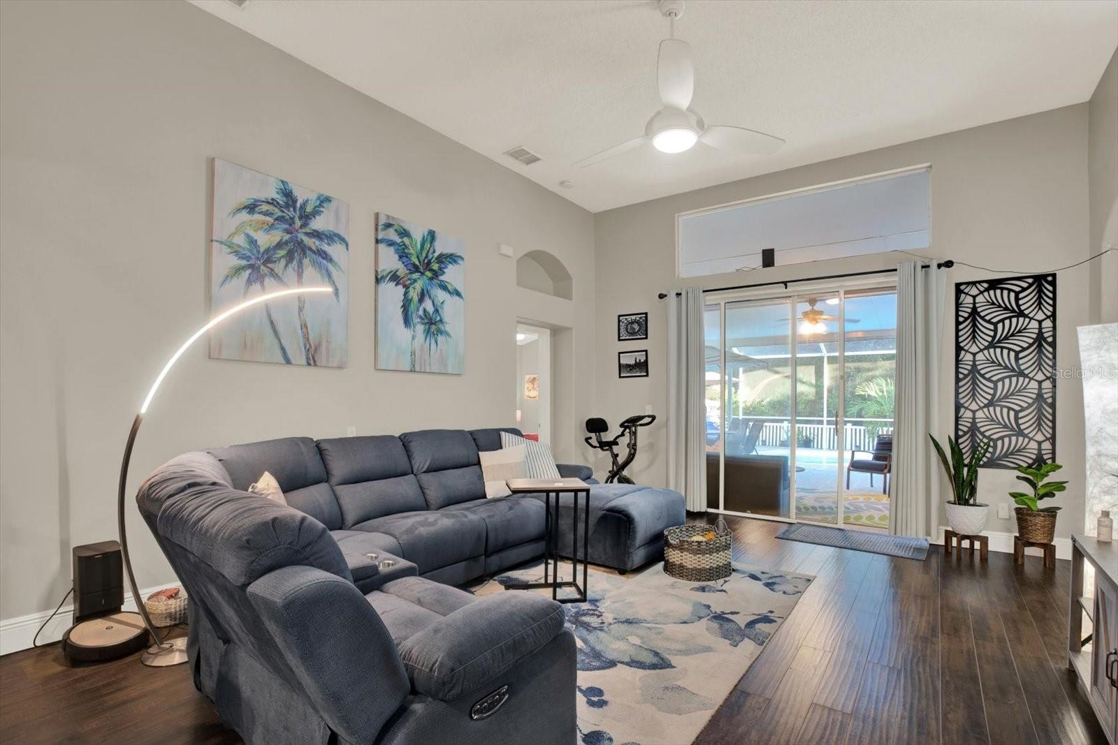 Large Sliding Glass Doors with Direct Views of the Pool