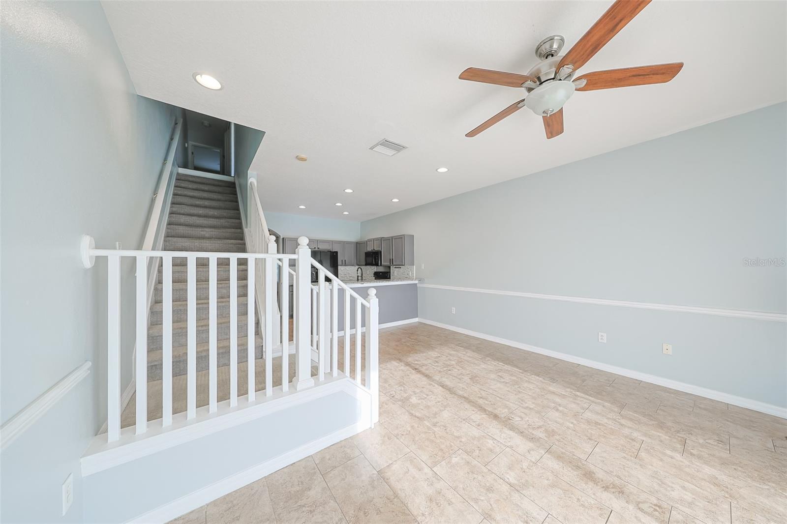 Beautiful stair rail leads to bedrooms