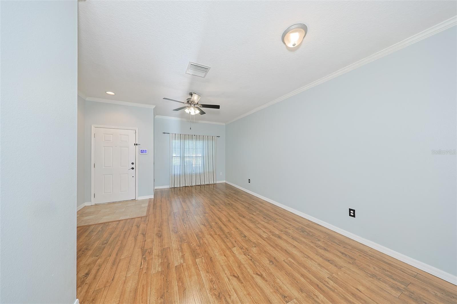 Crown molding and ceiling fan