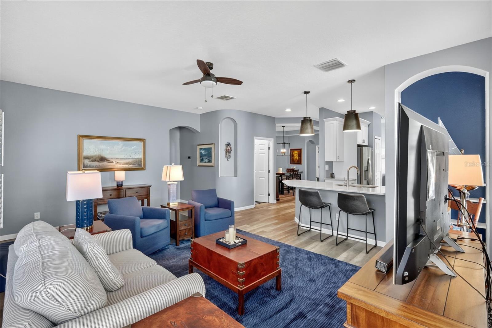 View of Living Room looking toward Kitchen & Dining Room