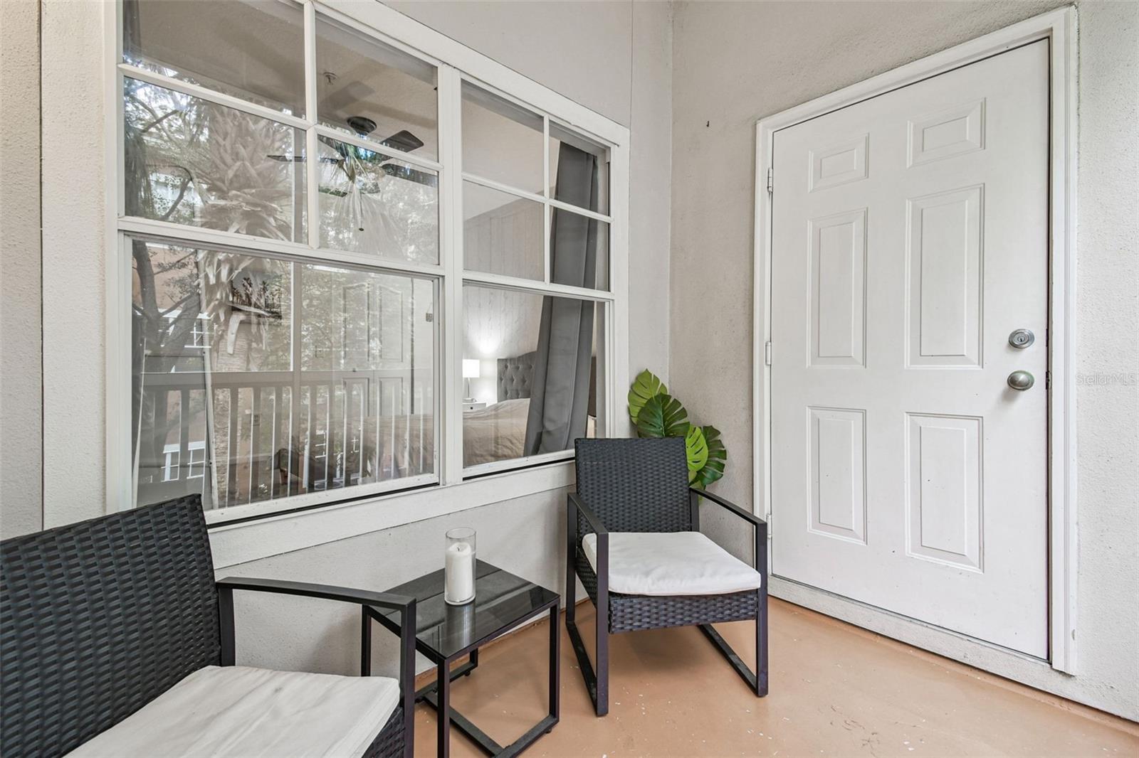Your own private balcony and storage closet!