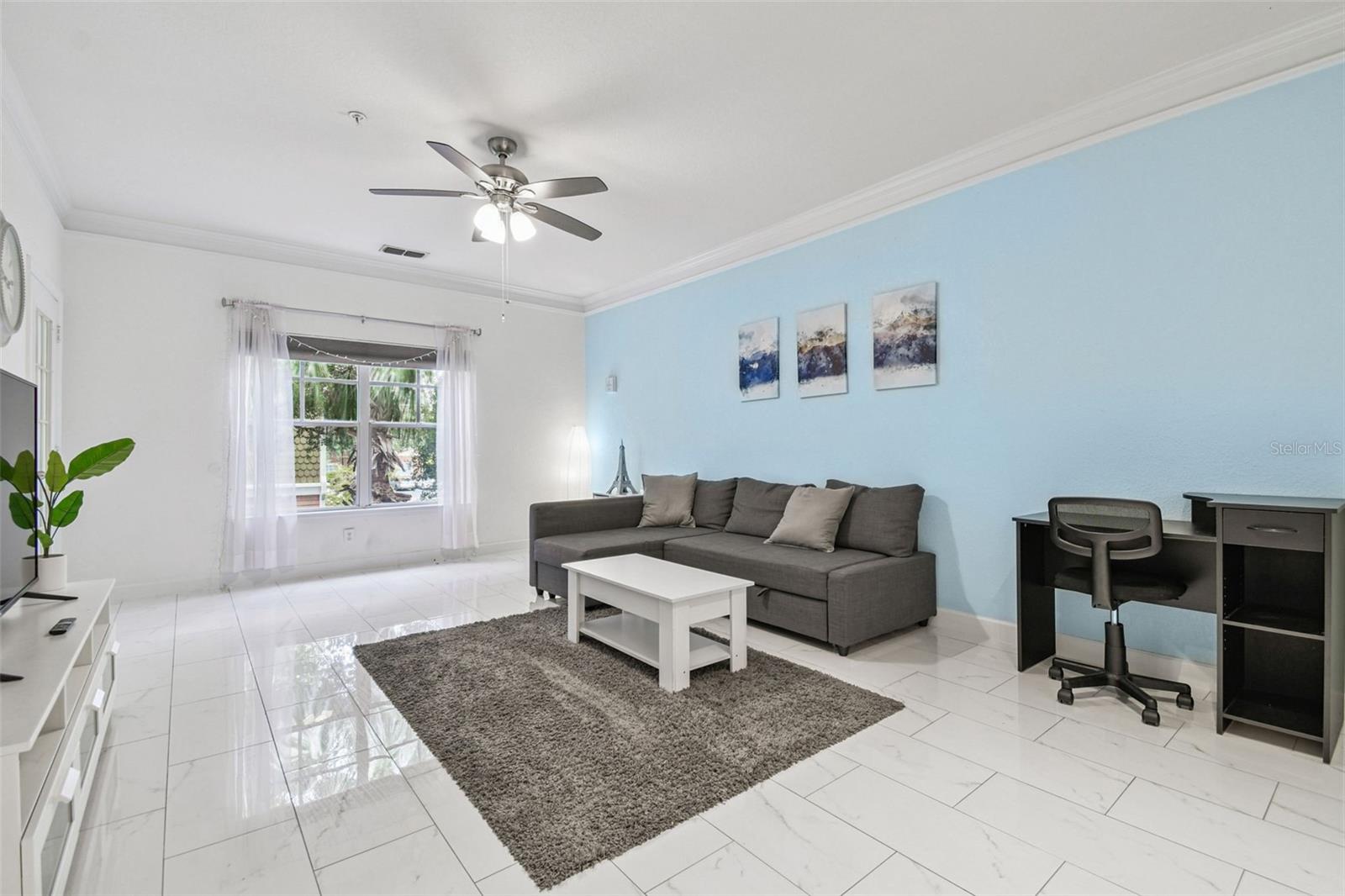 Sparkling tile throughout