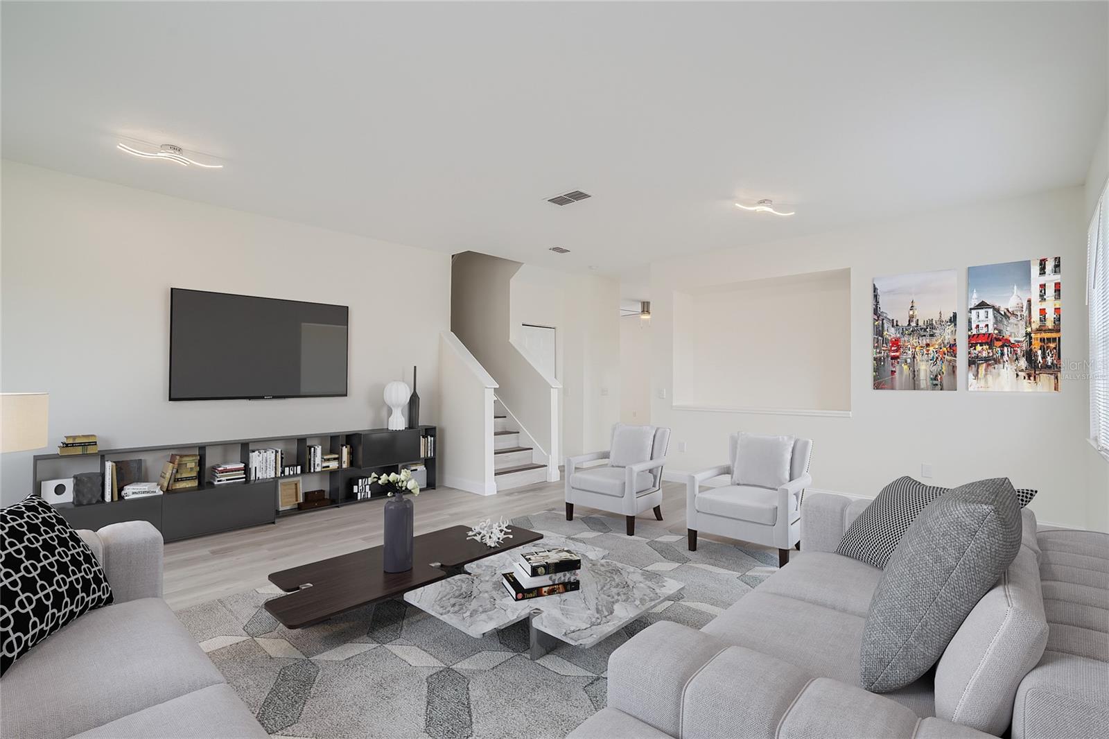 Virtually staged living area