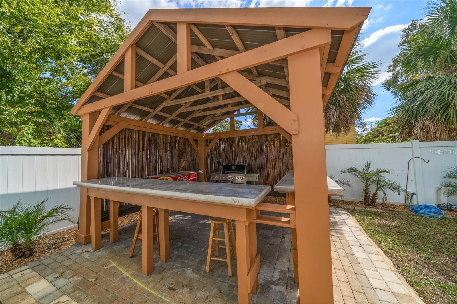 Covered gazebo for entertaining and dining