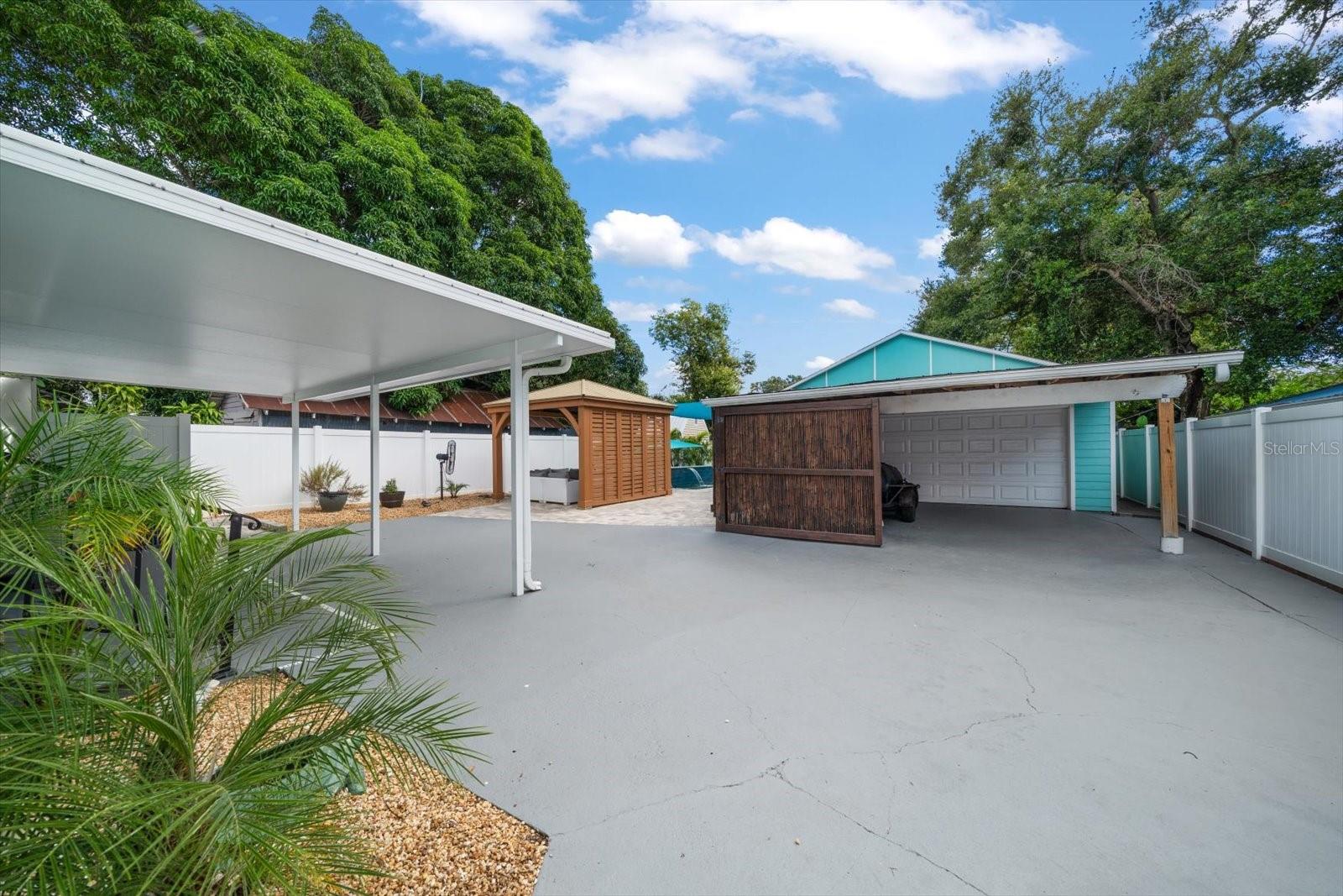 2 car carport and plenty of space for RV or boat storage