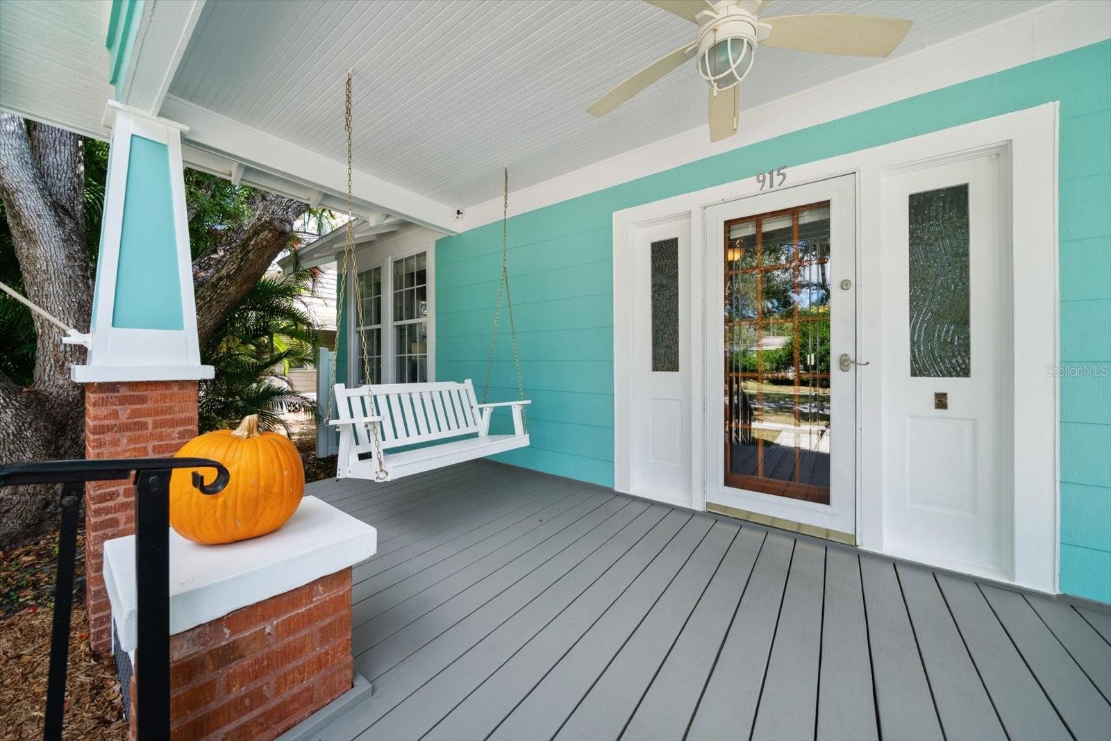 Covered front porch with swing to enjoy the outdoors