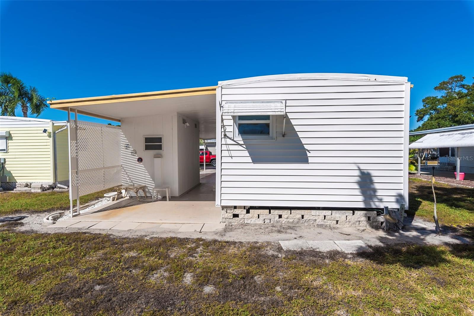 Rear elevation and covered porch.