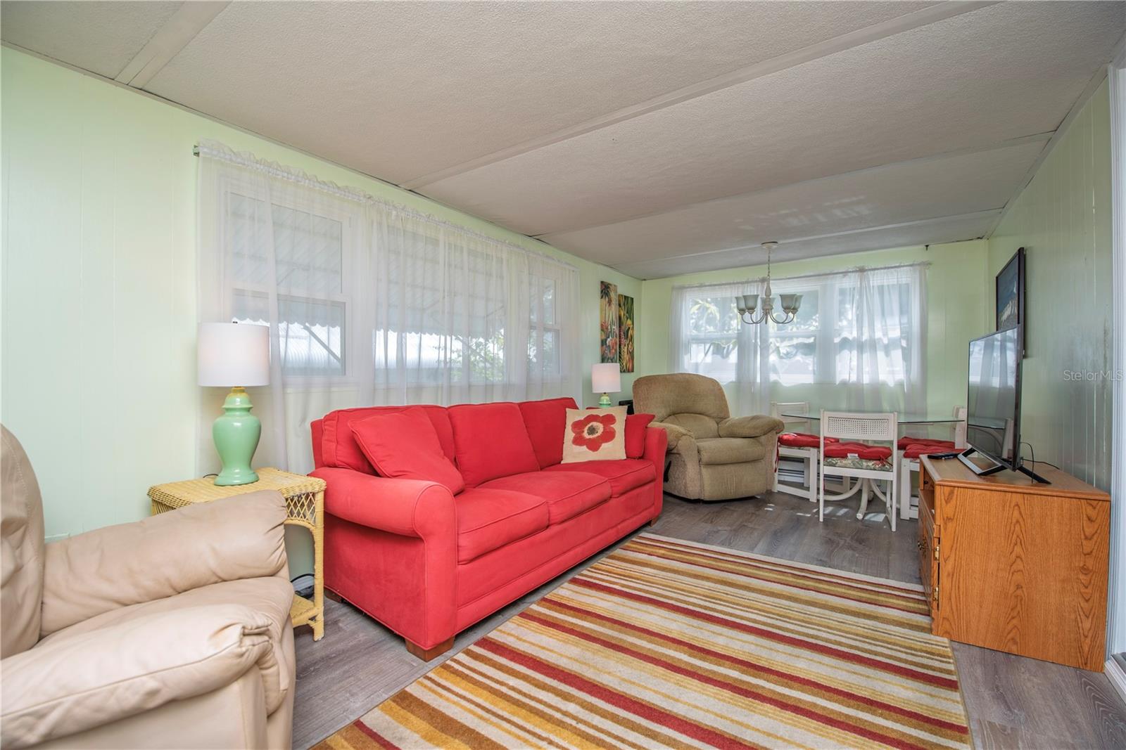 Florida room with dining table.